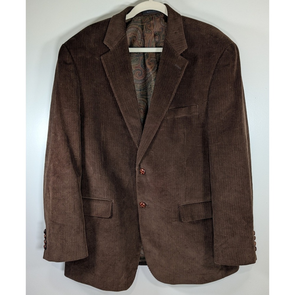 Lauren Ralph Lauren Mens 44R Brown Corduroy Blazer Sport Coat Paisley Lined